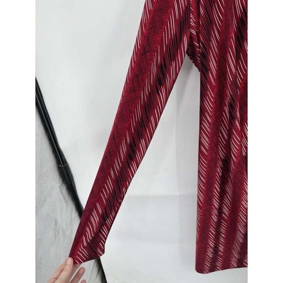 Norma Kamali Mini Dress Women Large Red Faux Wrap Mature Abstract Art To Wear - Picture 8 of 8